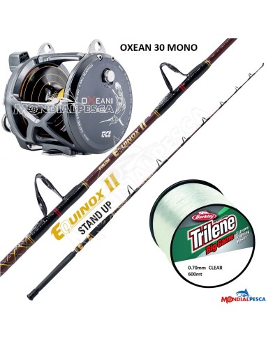COMBO MULINELLO TICA OXEAN II MONO NEW MODEL 30LB+CANNA FALCON EQUINOX II STAND UP 20/30LB+BERKLEY TRILENE BIG GAME 600MT