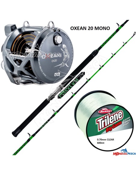 COMBO MULINELLO TICA OXEAN II MONO NEW MODEL 20LB+CANNA BLACK PHANTOM CLASSIC 20LB+BERKLEY TRILENE BIG GAME 600MT