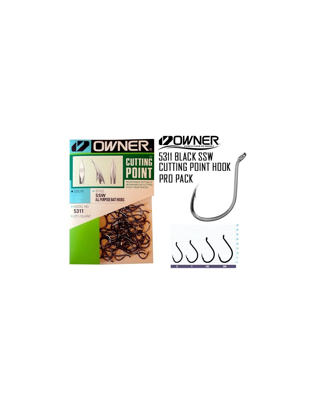 Owner SSW Hooks with Cutting Point Size 1/0
