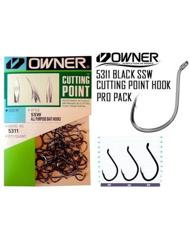 AMI OWNER SSW 5311 ALL PURPOSE BAIT HOOKS mis 3/0 qty.40PRO PACK