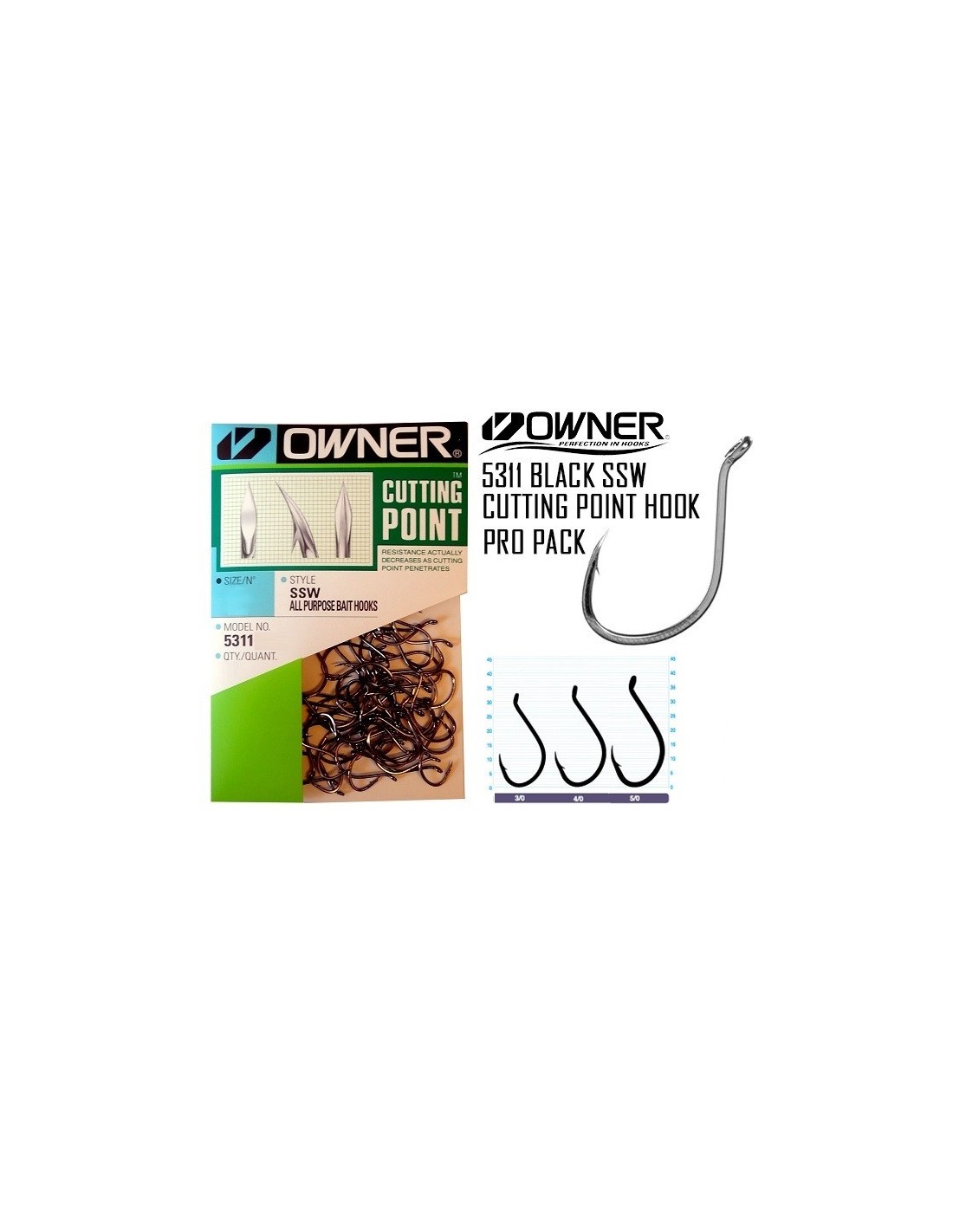 AMI OWNER SSW 5311 ALL PURPOSE BAIT HOOKS mis 5/0 qty.29PRO PACK